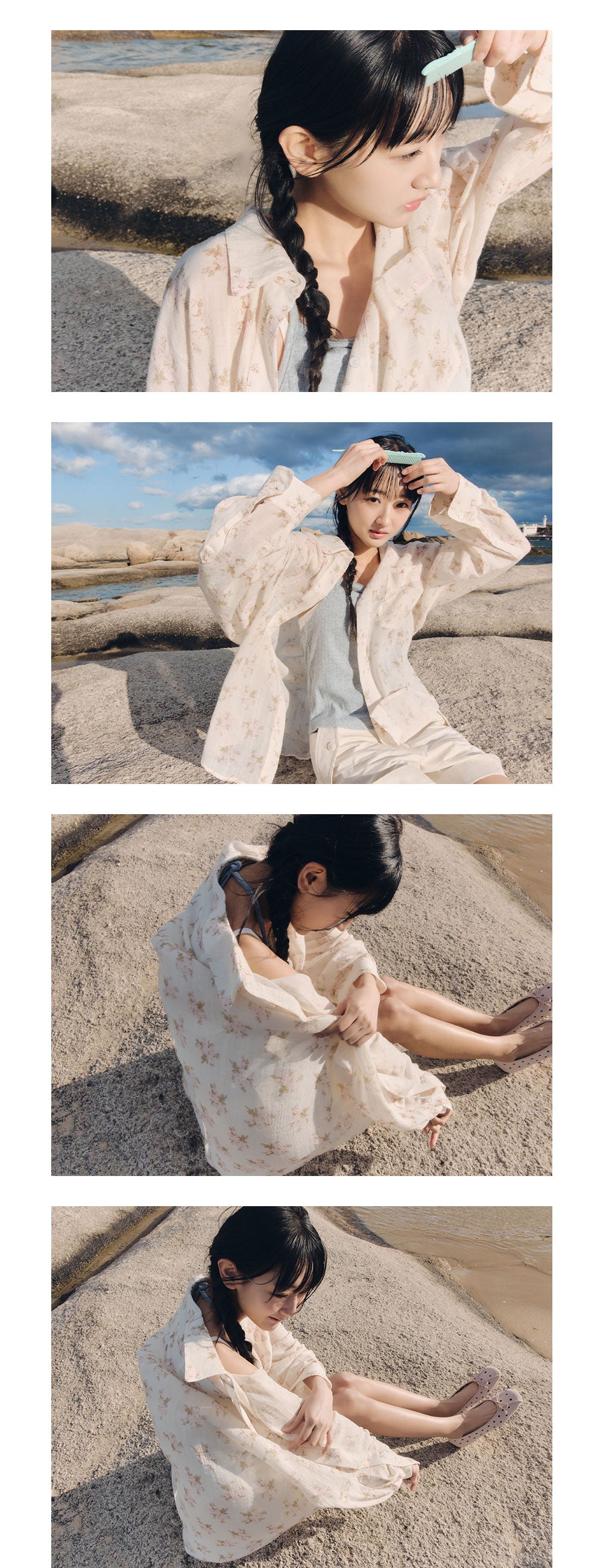 CELITAILS SHEER FLOWER PRINT SHIRT_PINK