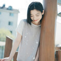 OHESHIO FLORAL TWO TONE T-SHIRT, GRAY