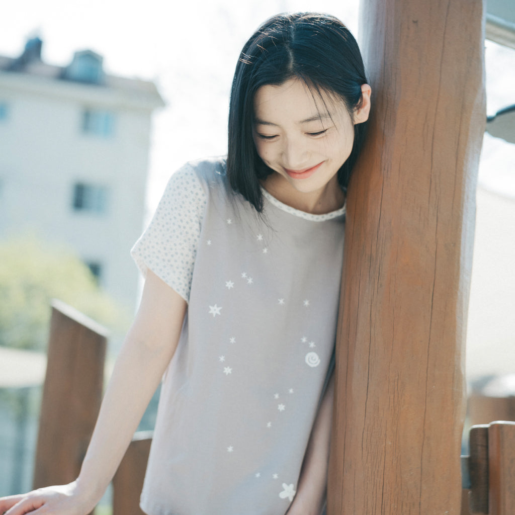 OHESHIO FLORAL TWO TONE T-SHIRT, GRAY
