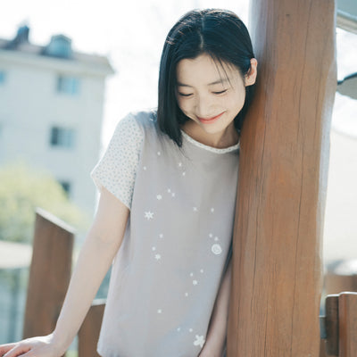FLORAL TWO TONE T-SHIRT, GRAY