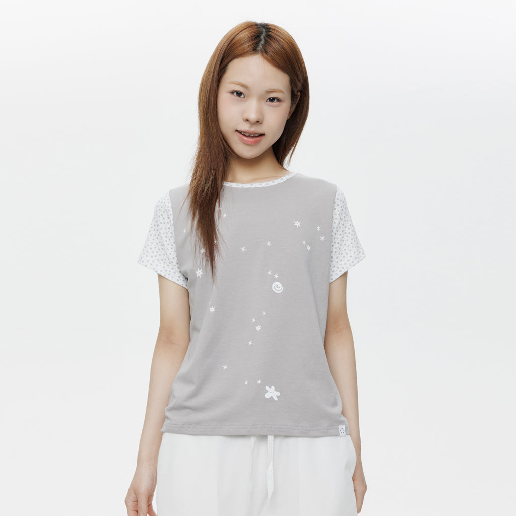OHESHIO FLORAL TWO TONE T-SHIRT, GRAY