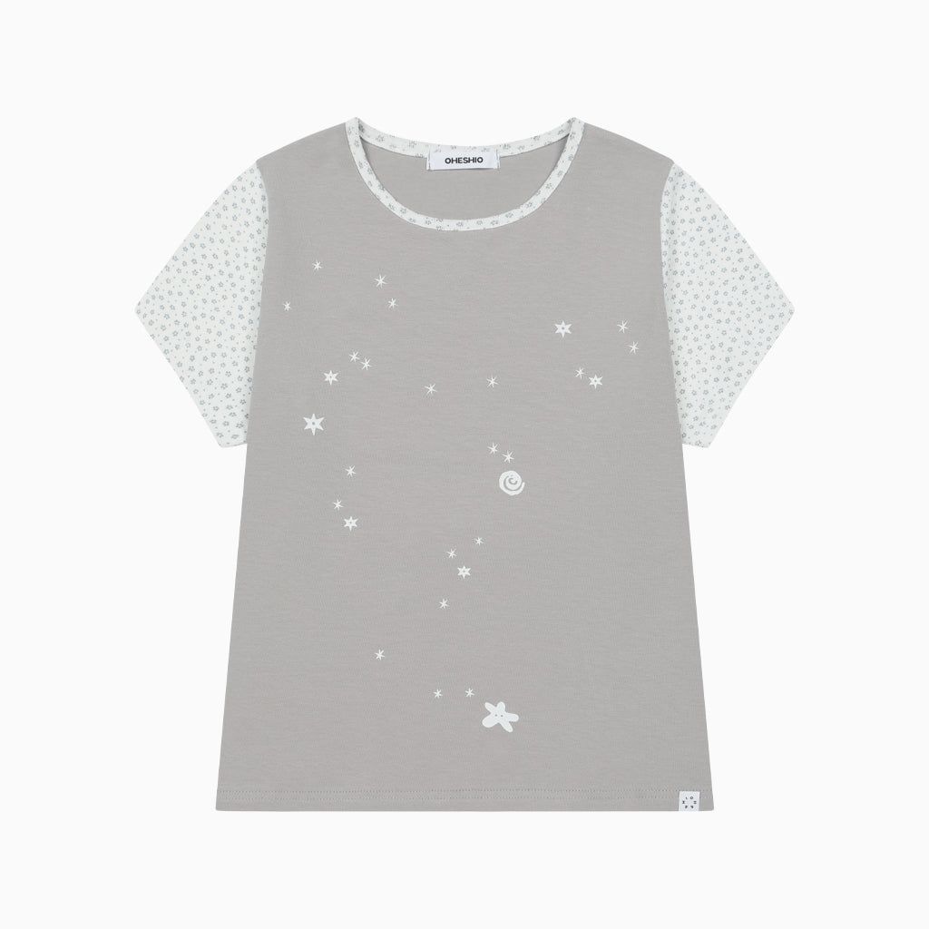 OHESHIO FLORAL TWO TONE T-SHIRT, GRAY