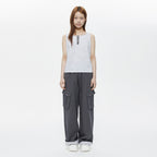 OHESHIO BUTTON POINT STRIPE SLEEVELESS, GRAY