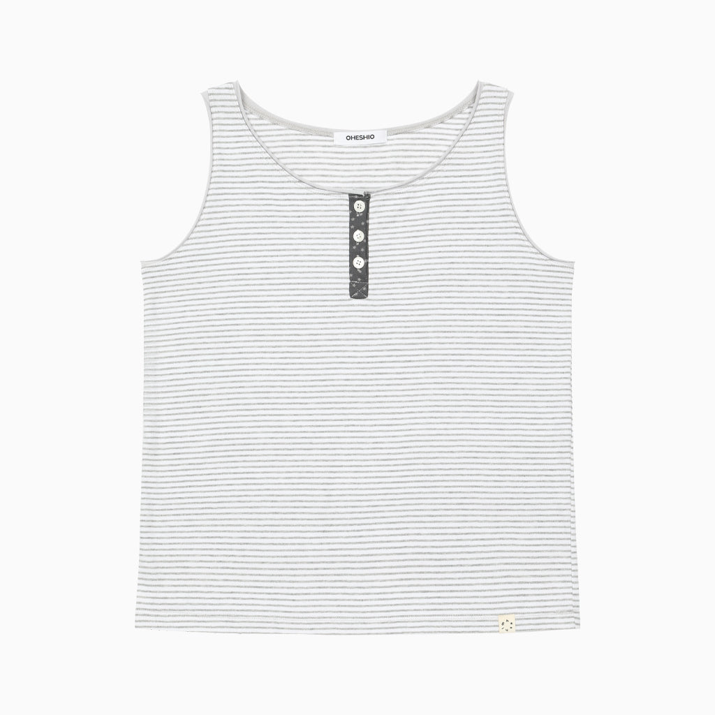 OHESHIO BUTTON POINT STRIPE SLEEVELESS, GRAY
