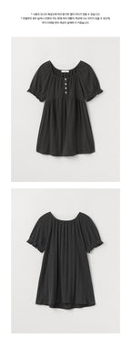 CELITAILS SCOOP NECK SHIRRING T-SHIRT_CHARCOAL