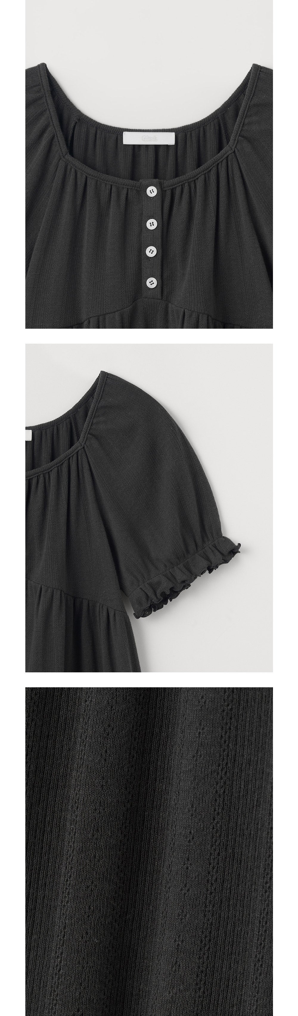CELITAILS SCOOP NECK SHIRRING T-SHIRT_CHARCOAL