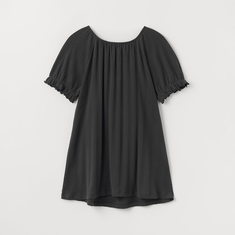 CELITAILS SCOOP NECK SHIRRING T-SHIRT_CHARCOAL