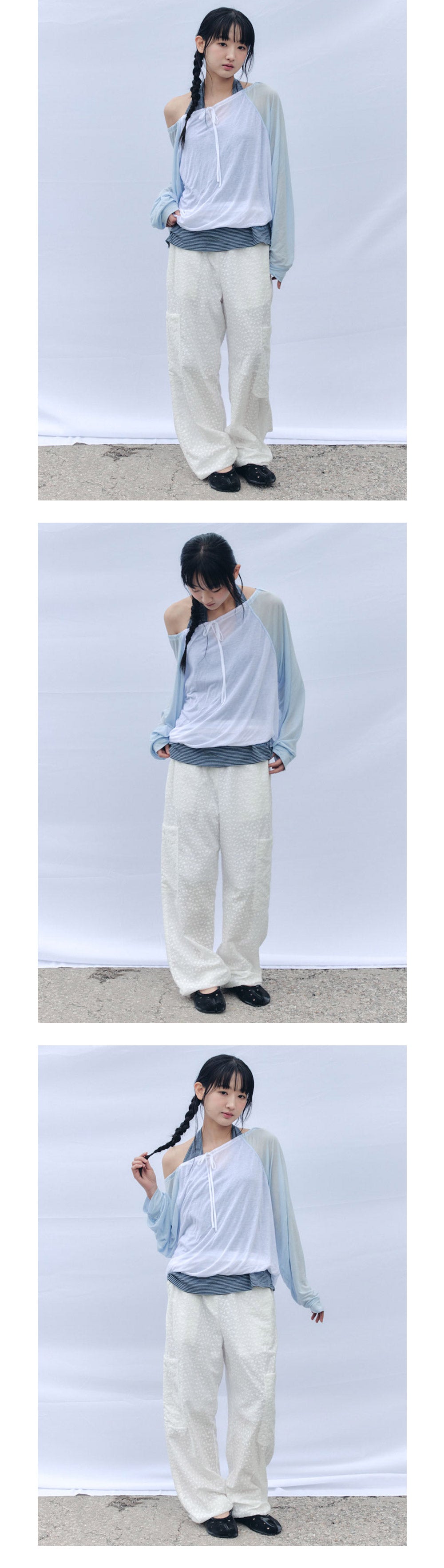 CELITAILS ONE SHOULDER RAGLAN T-SHIRT_SKY BLUE