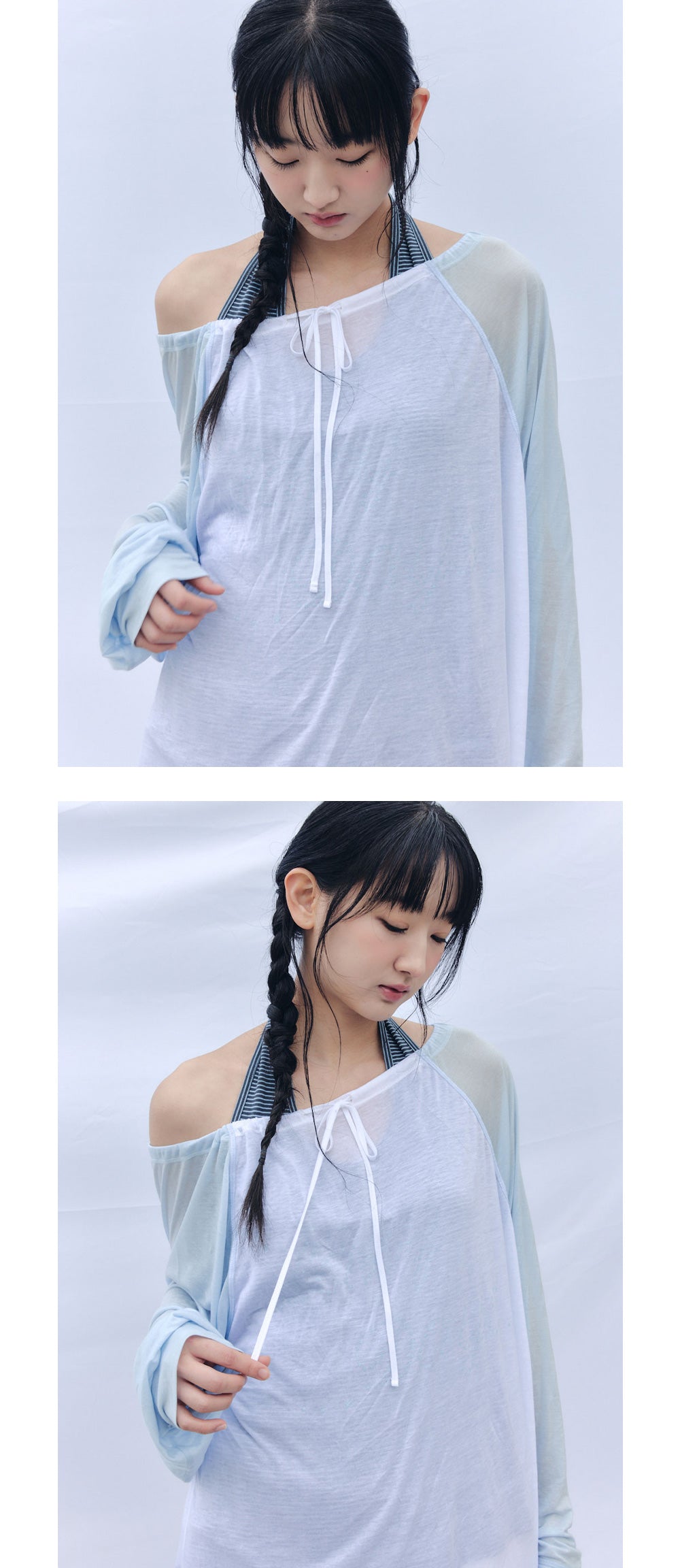 CELITAILS ONE SHOULDER RAGLAN T-SHIRT_SKY BLUE