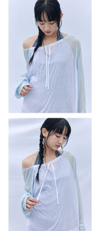 CELITAILS ONE SHOULDER RAGLAN T-SHIRT_SKY BLUE
