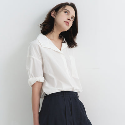 Cotton 3/4 Sleeve Shirt Ivory