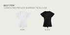 OURCOMOS comos 1143 pintuck shirring tie blouse (black)