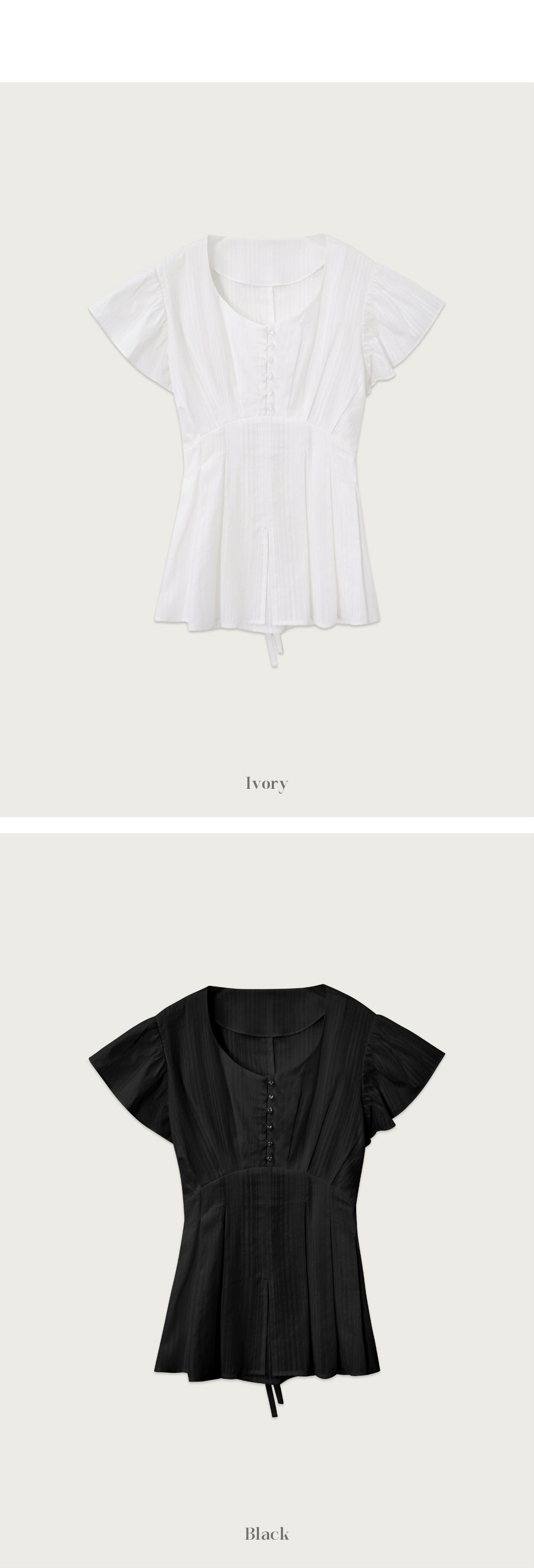 OURCOMOS comos 1143 pintuck shirring tie blouse (black)