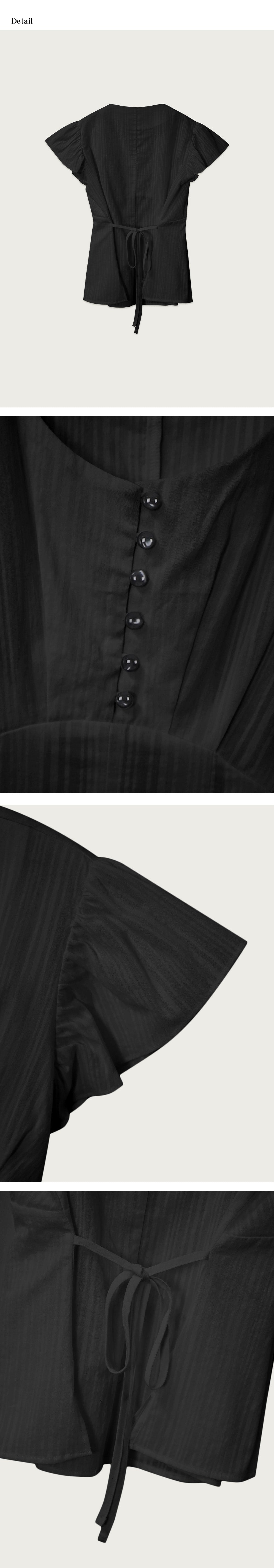 OURCOMOS comos 1143 pintuck shirring tie blouse (black)