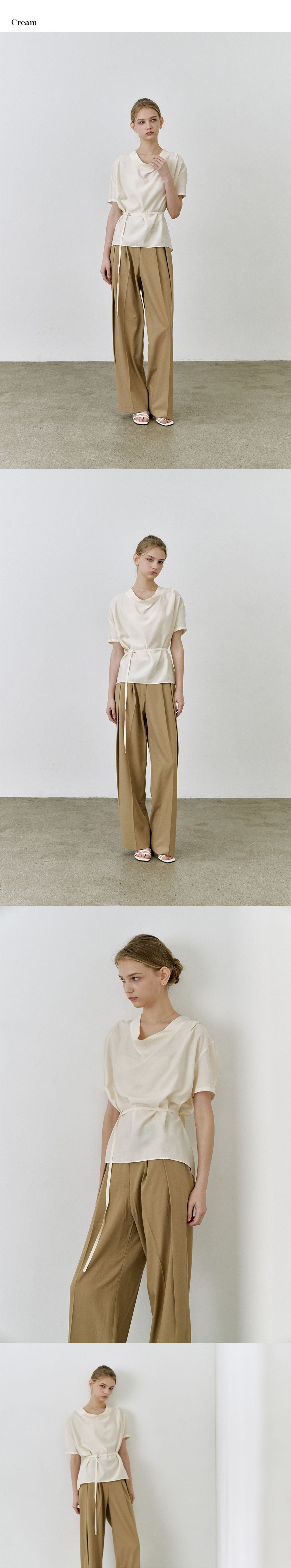 OURCOMOS comos 1408 tie drape neck blouse (cream)