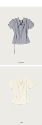 OURCOMOS comos 1408 tie drape neck blouse (cream)