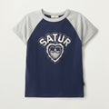 SATUR (W) Heart graphic raglan short sleeve t-shirt navy