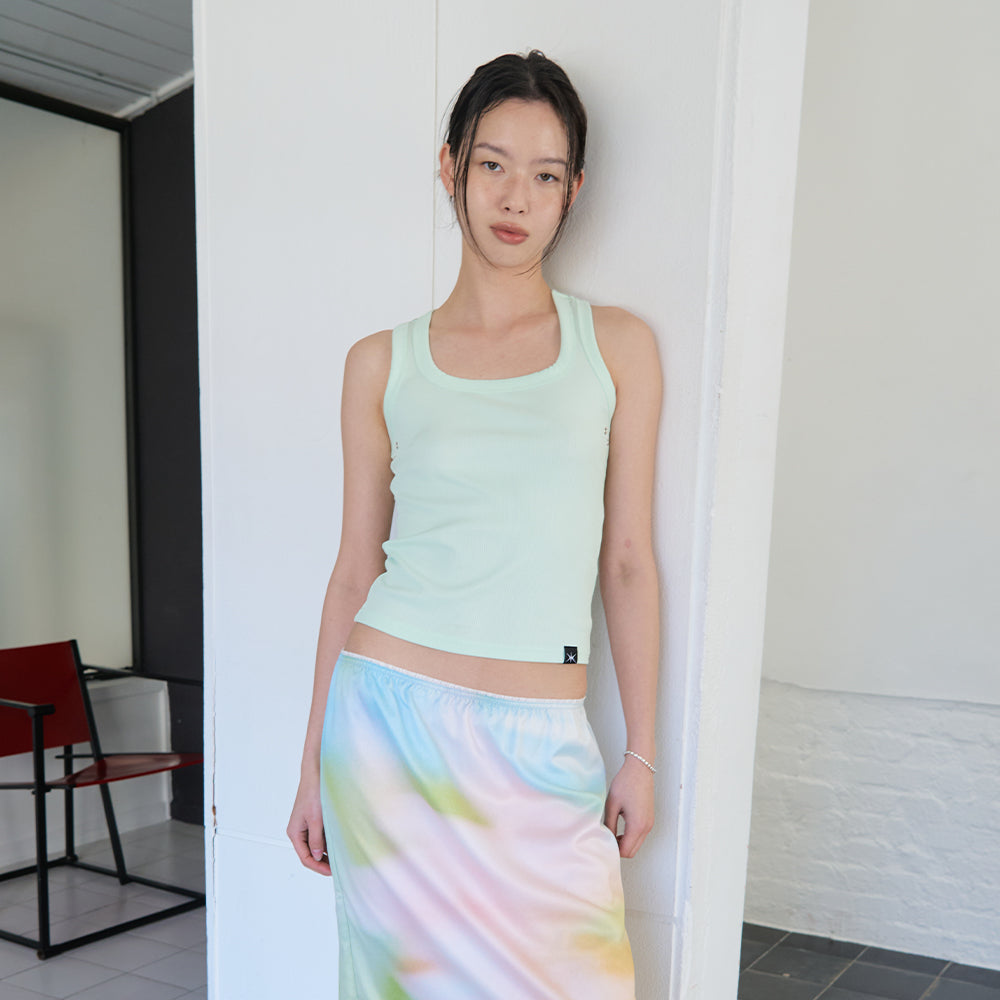 YUNSÉ Basic Eyelet Sleeveless Top (Mint)