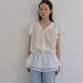 SO IR RUFFLE ONE PIECE BLOUSE - IVORY