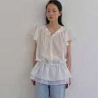 SO IR RUFFLE ONE PIECE BLOUSE - IVORY