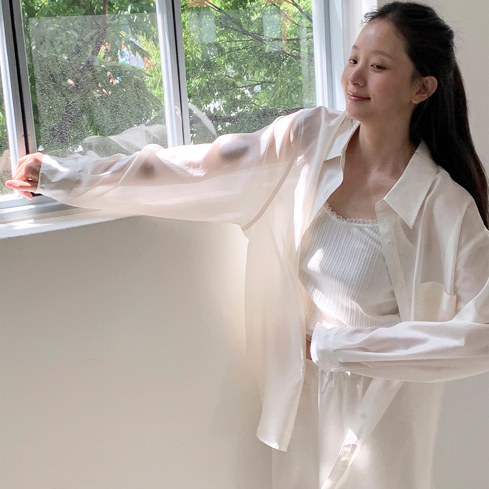 SO IR SHEER SHIRTS - IVORY