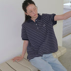 SO IR STRIPE PK HALF T-SHIRT - NAVY