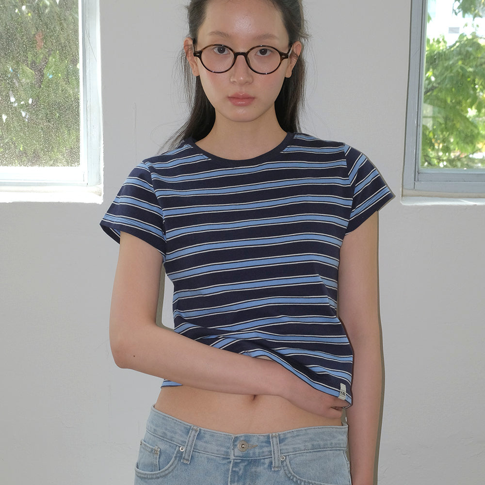 SO IR CLEAN STRIPE T-SHIRT - NAVY