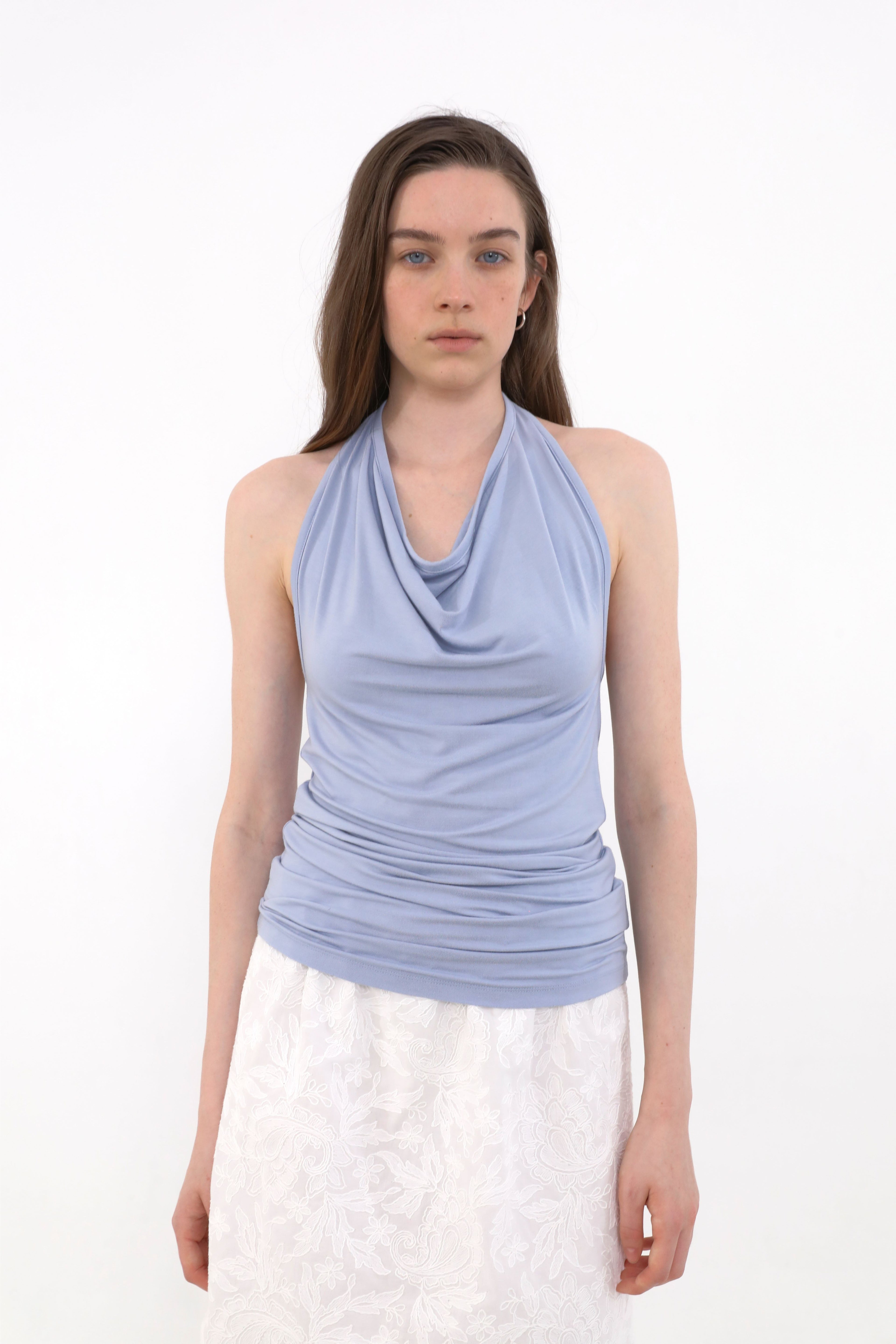 MUARMUS Draped Halterneck Sleeveless [Blue]