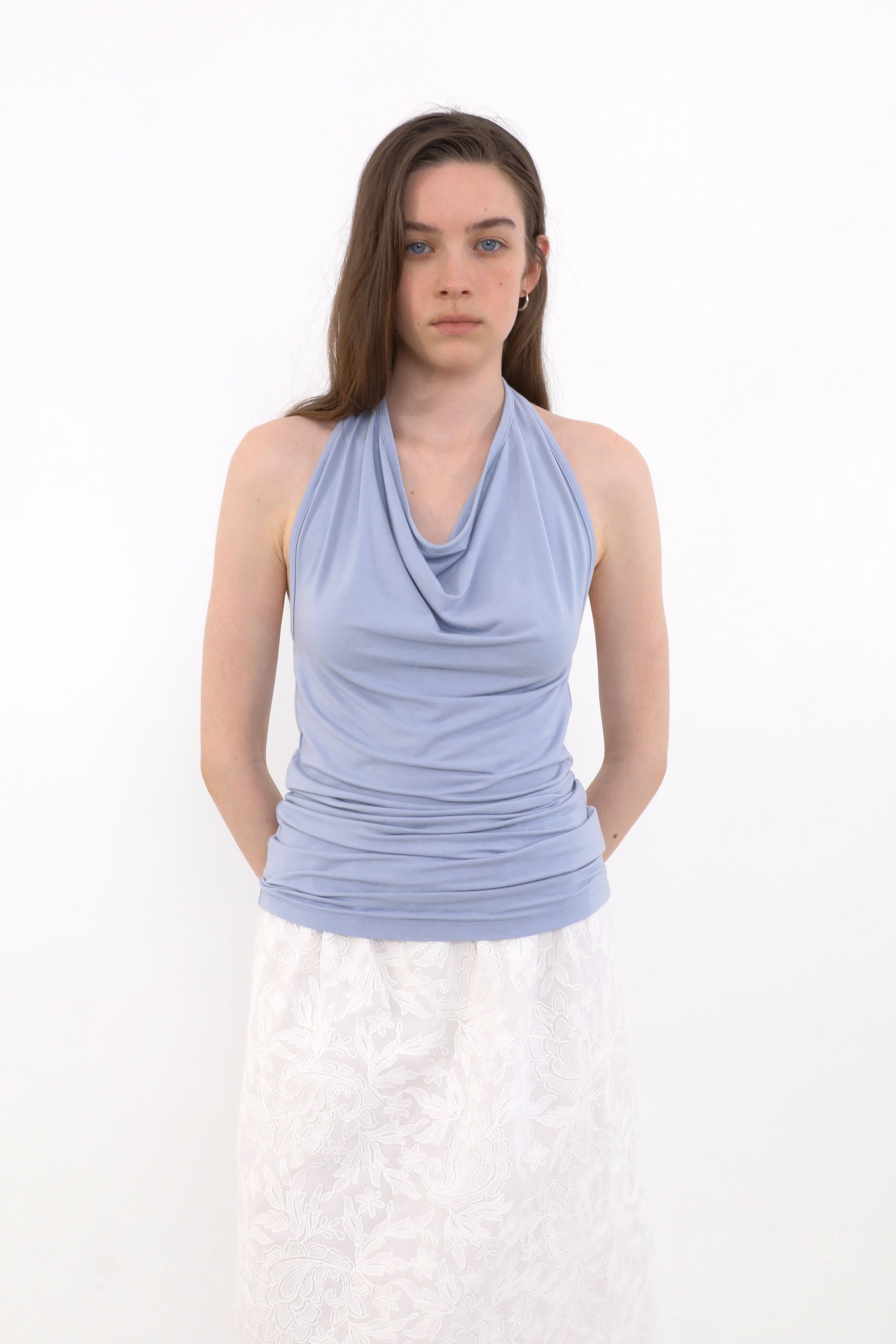 MUARMUS Draped Halterneck Sleeveless [Blue]