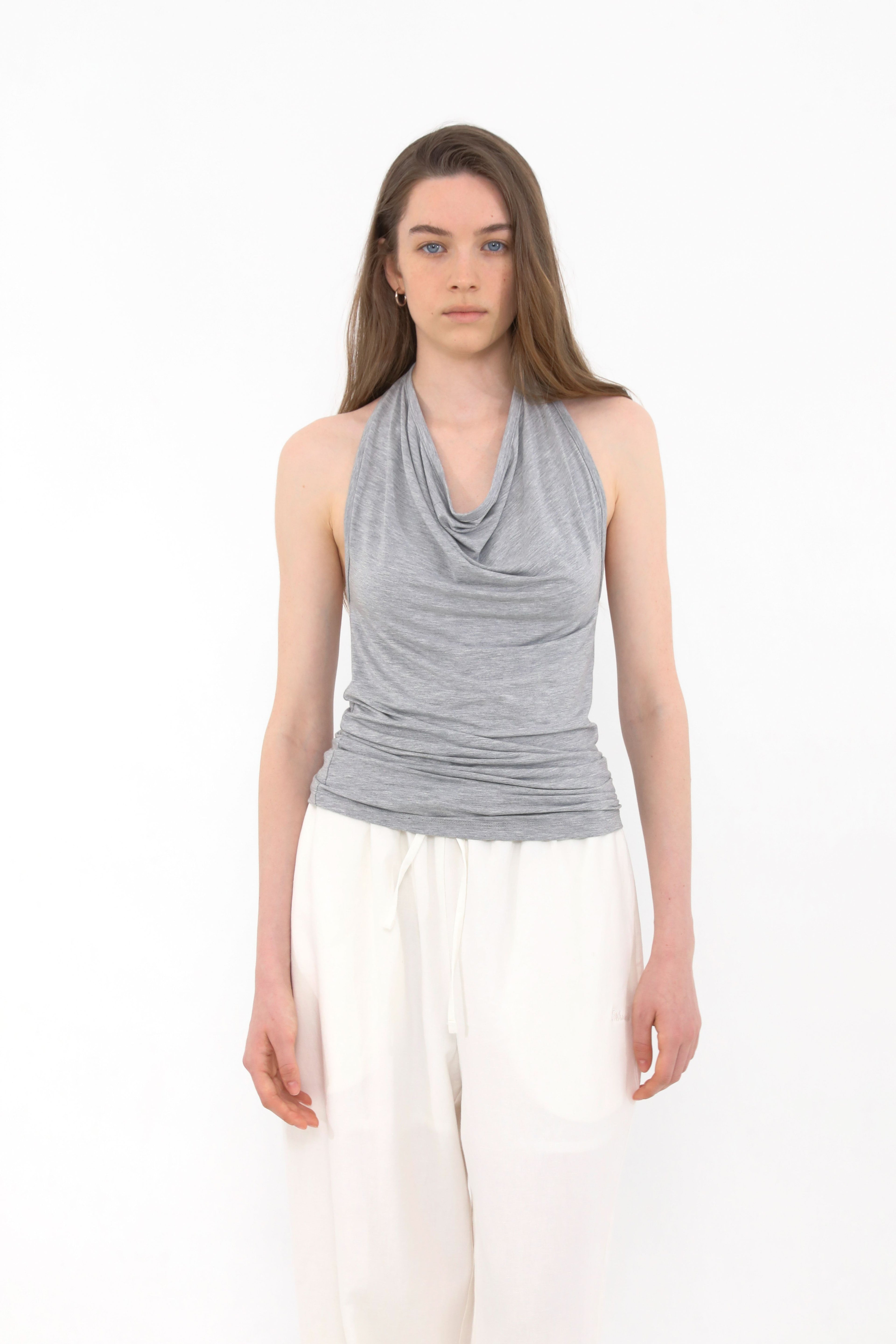 MUARMUS Draped Halterneck Sleeveless [Gray]