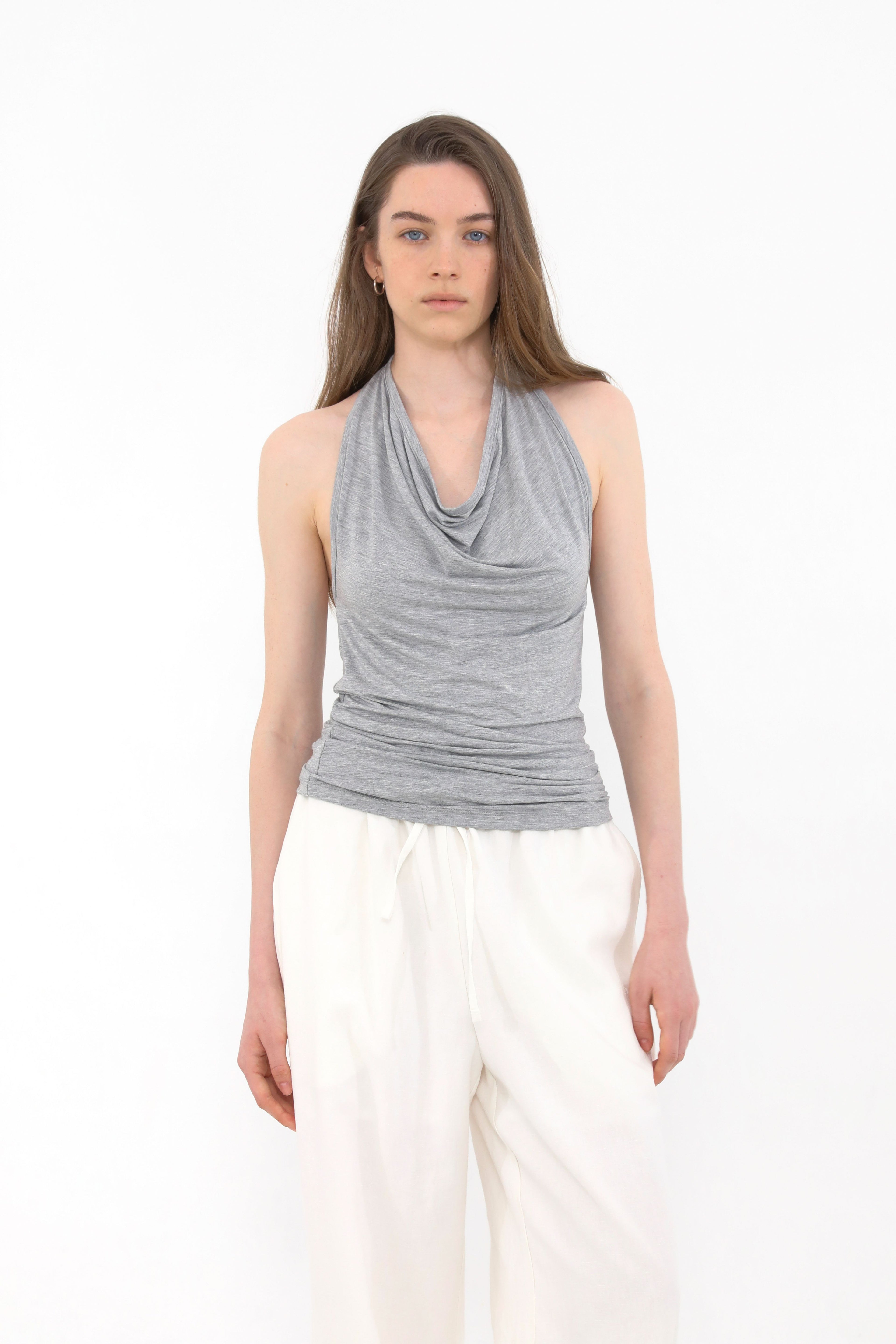 MUARMUS Draped Halterneck Sleeveless [Gray]