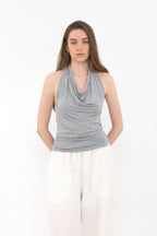 MUARMUS Draped Halterneck Sleeveless [Gray]