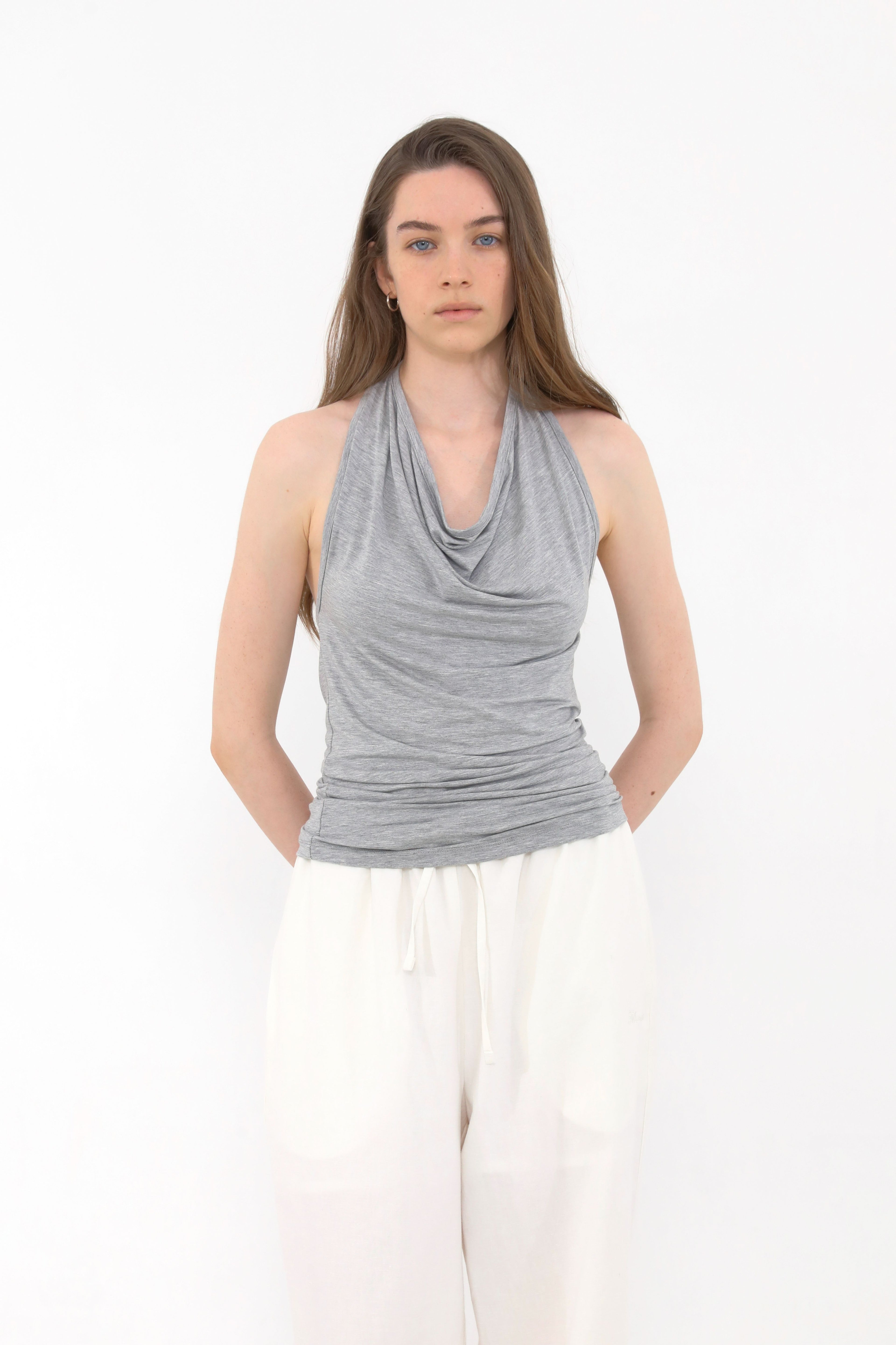 MUARMUS Draped Halterneck Sleeveless [Gray]