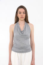 MUARMUS Draped Halterneck Sleeveless [Gray]