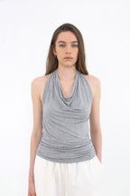 MUARMUS Draped Halterneck Sleeveless [Gray]