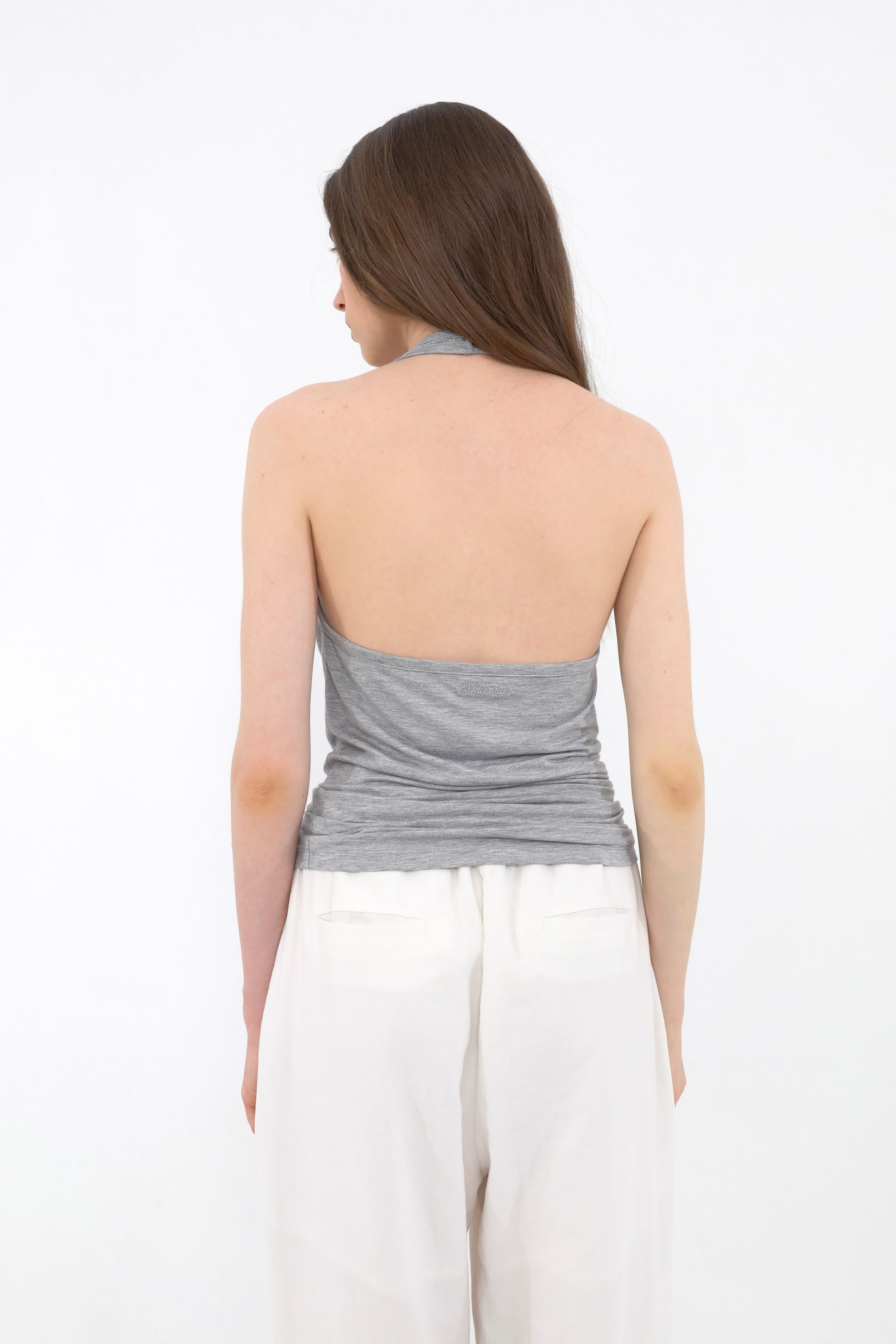MUARMUS Draped Halterneck Sleeveless [Gray]