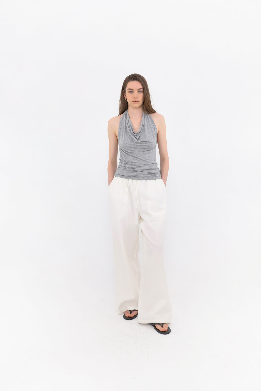 MUARMUS Draped Halterneck Sleeveless [Gray]