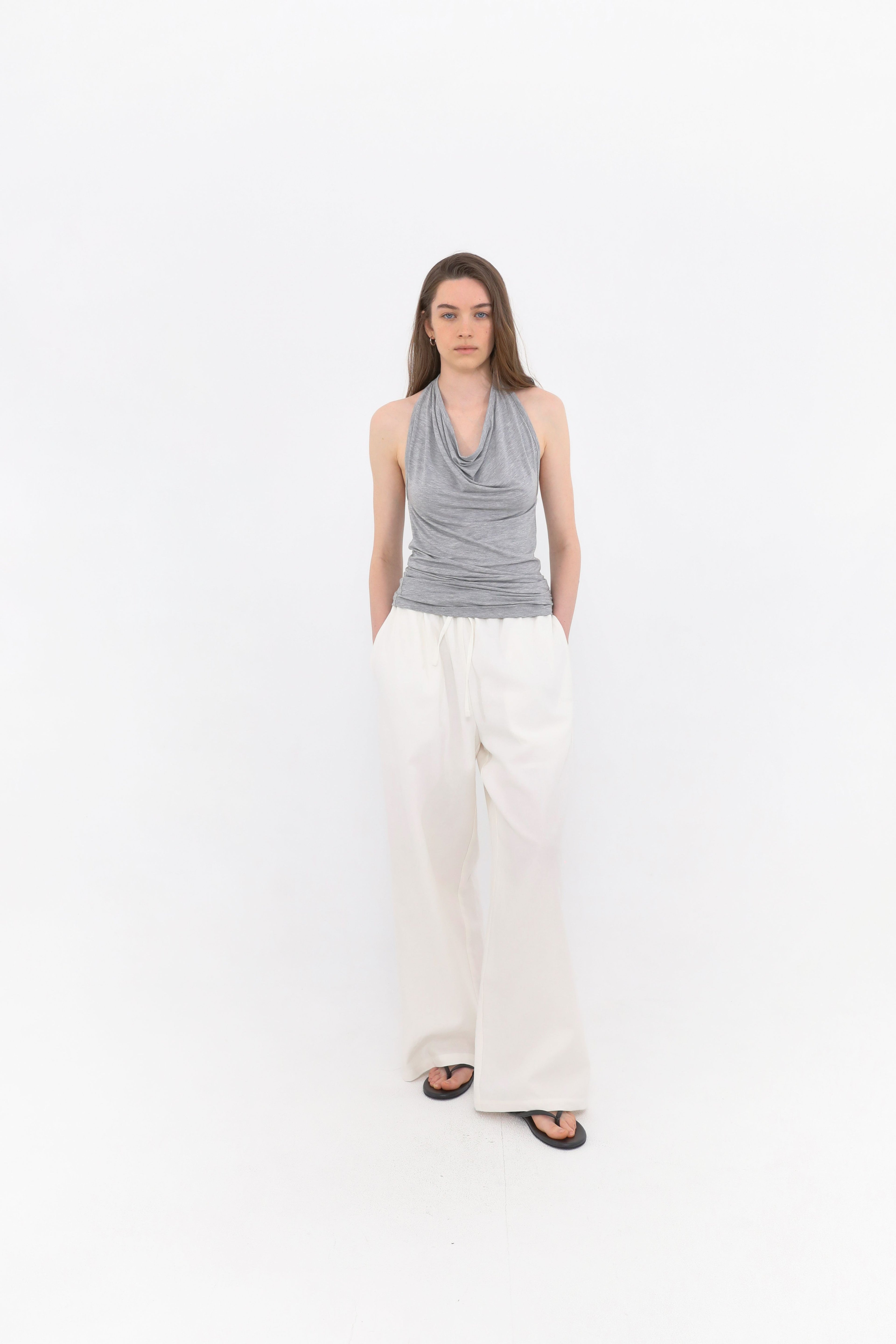 MUARMUS Draped Halterneck Sleeveless [Gray]