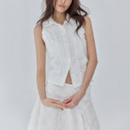 LONDONDADA Soft Fringe Sleeveless Shirt, WHITE