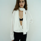 HAVEC Drape sheer top / White