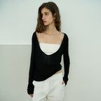 HAVEC Deep v-neck top / Black