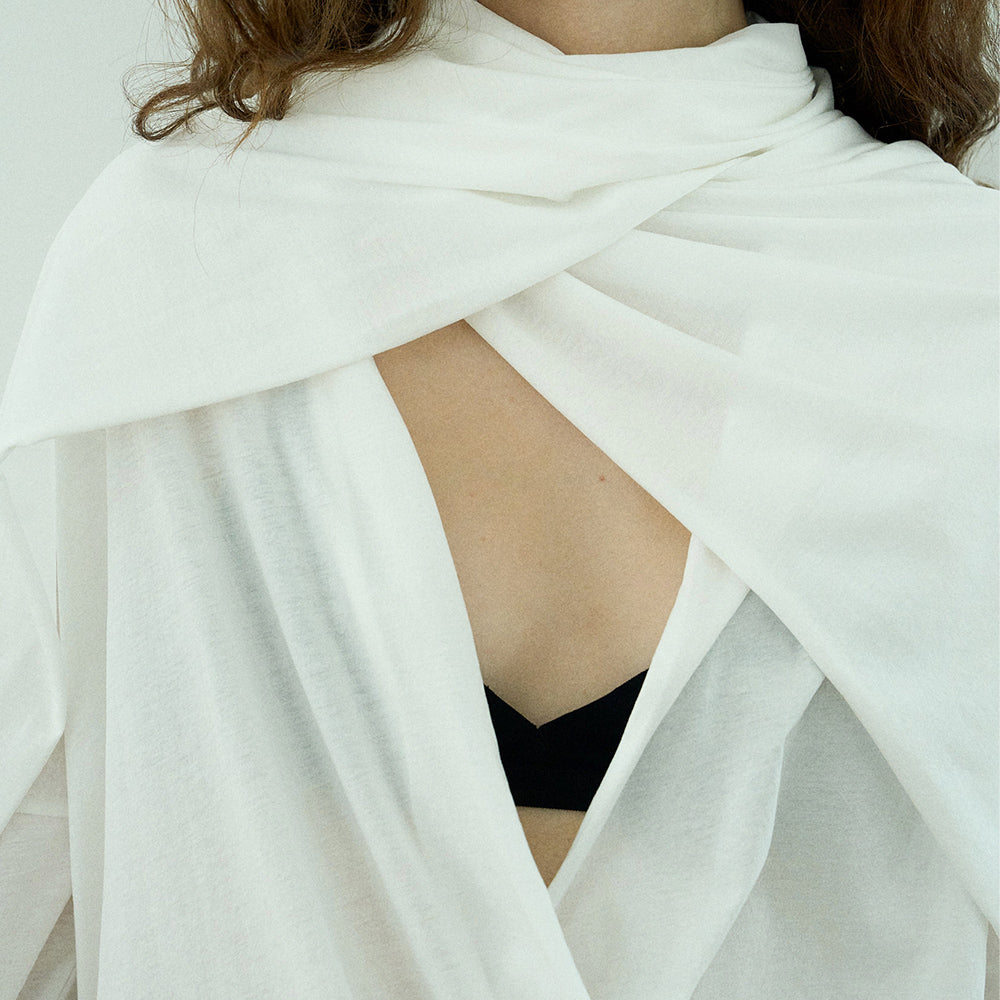 HAVEC Drape sheer top / White