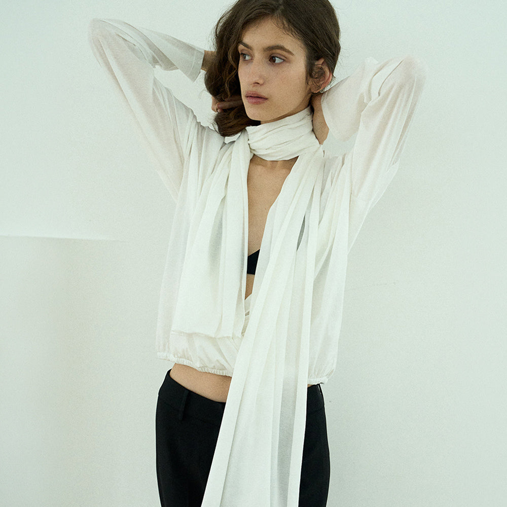 HAVEC Drape sheer top / White