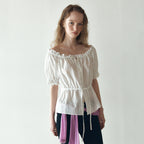HANE [29CM pre-sale] Punching lace puff blouse_Pure Ivory