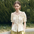 HANE [29CM pre-sale] Punching lace puff blouse_Butter Beige