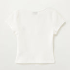 SATUR (W) Square neck crinkle short sleeve t-shirt white