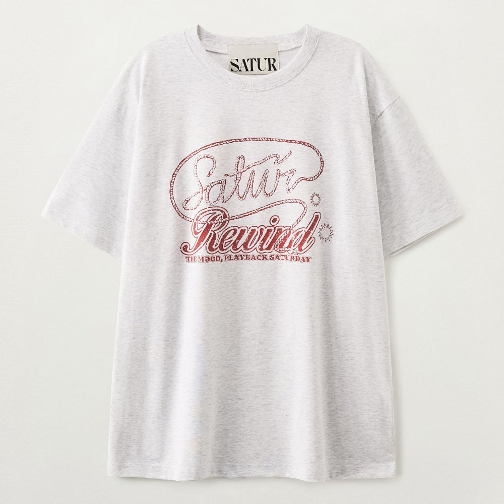 SATUR Rewind graphic short sleeve t-shirt melange white