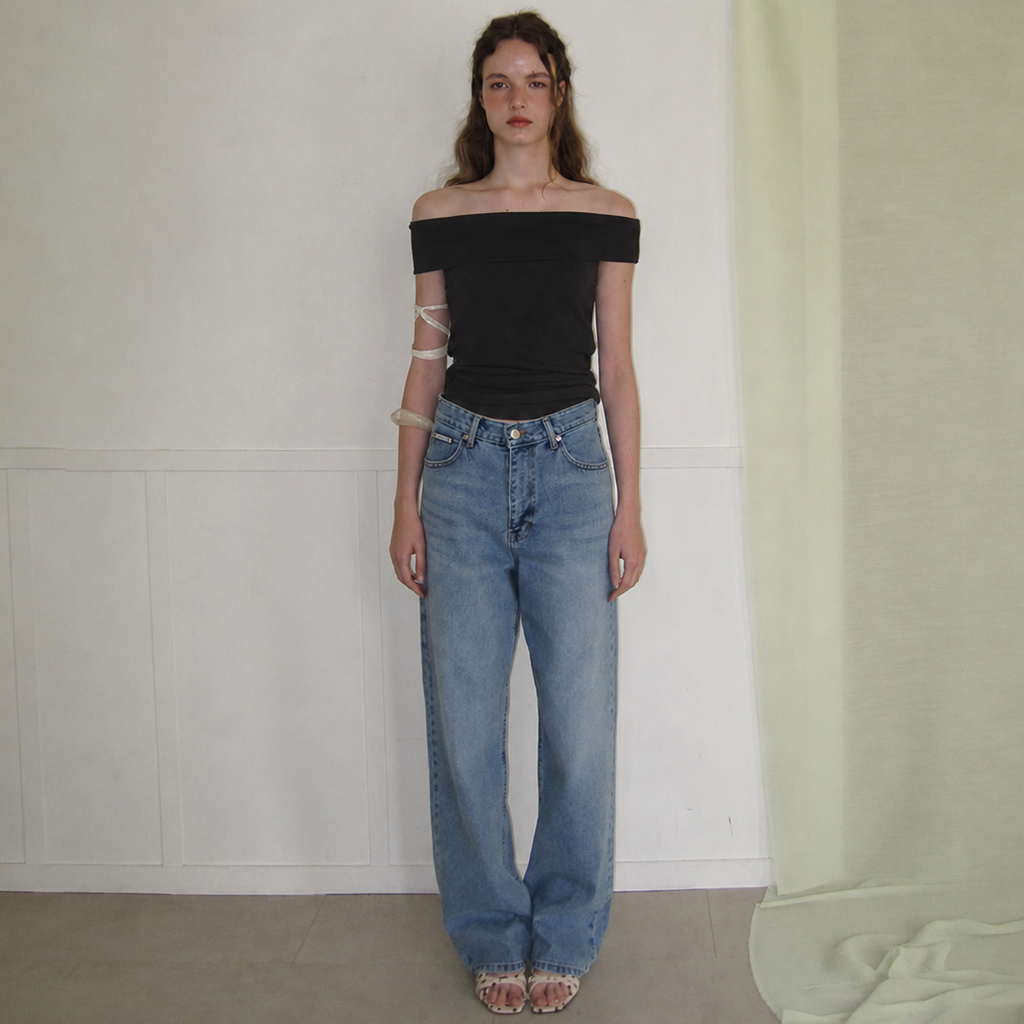 APPAREL ARCHIVE Riley off-shoulder t-shirt - Black