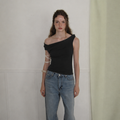 APPAREL ARCHIVE Riley off-shoulder t-shirt - Black