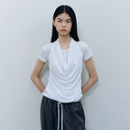 CACELE 2WAY HALTER NECK T-SHIRT, WHITE